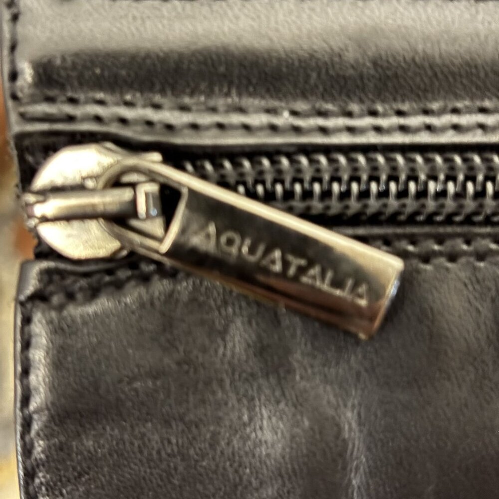 Aquatalia Oralie Equestrian Knee High Boot 8 Black Leather Side Zip Quilted - Picture 10 of 15